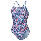 Dolfin Uglies Women's One Piece Swimsuit - Athletic V-Back Training Swimsuit (Red Blue, 26)