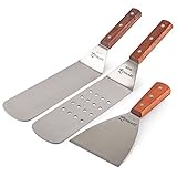 Zenware 3 Piece Stainless Steel Utensil Set With Spatula And Scraper For Teppanyaki Grills And Griddle