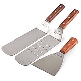 Zenware 3 Piece Stainless Steel Utensil Set with Spatula and Scraper for Teppanyaki Grills and Griddle ()