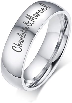 XUANPAI Free-Engraving Stainless Steel Wedding Promise Matching Couple Ring Set Gifts for Lover