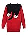 Persun Red Women's Long Sleeve Cat Intarsia Knit Jumper Sweater,One Size