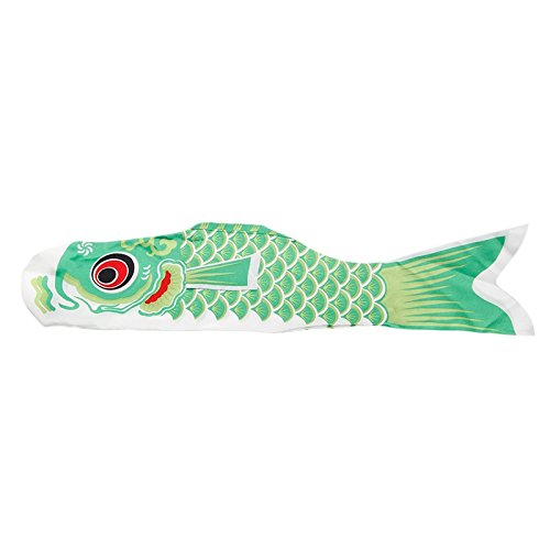 JAGENIE 70cm Koi Nobori Carp Wind Socks Koinobori Colorful Fish Flag Hanging Wall Decor Green