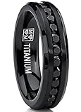 Metal Masters Co.... 6MM Black Womens Eternity Titanium Ring Wedding Band W/Black Cubic Zirconia