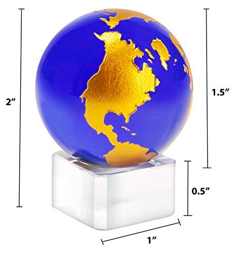 The Paragon 1½ Diameter Blue Crystal Globe Collectible Figurine, Decorative Office Decor Paperweight Globe with Stand