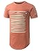URBANCREWS Mens Hipster Hip Hop Ripped Zipper Crewneck T-shirt DUSTYPINK SMALL