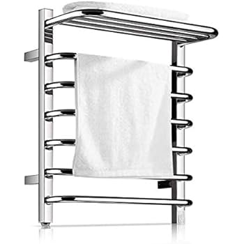 Homeleader Towel Warmer and Drying Rack, 9 Bars Plug-in Stainless Steel Heated Towel Rack, Built-in Thermostat, Wall-Mounted & Chrome