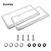 Deselen Stainless Steel License Plate Frame for Genesis with Screw Caps Cover Set, Genesis Logo (Silvery White)