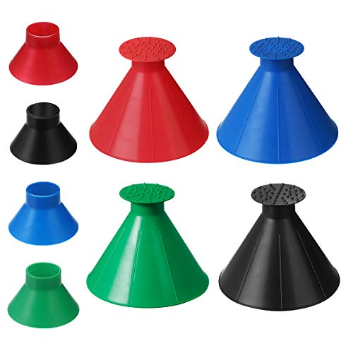 Godmorn Magical Car Ice Scraper Cone, Windshield Snow Scraper Round Window Frost Snow Remover, Ice Scraper for Car, Blue 8 Pcs