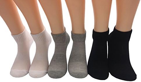Men Low Cut Socks 100 Cotton 6 Pairs Athletic Running Cushion Sports Ankle Socks Non Slip(Black/White/Gray)