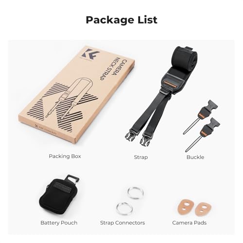 K&F Concept Camera Strap, Professional Wide Camera Strap, Adjustable Camera Shoulder Strap 109-133 cm for SLR DSLR Cameras, Camera Strap with Removable Zip Pocket