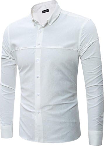 jeansian Men's Casual Business Slim Solid Long Sleeves Dress Shirt 84R1 White S