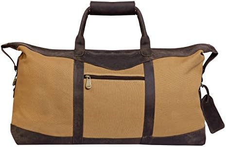 Utah Canyon Collection 22 Inch Canvas and Leather Duffel Bag, Beige/Brown, One Size