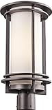 Kichler Lighting 49349AZ Pacific Edge 1-Light Post Mount, Architectural Bronze Finish with Satin Etched Cased Opal Glass