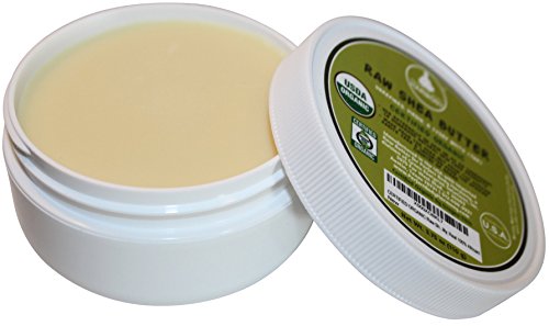 Unrefined Raw Shea Butter; Certified Organic; Eczema, Acne Relief; Natural Noncomedogenic Face Moisturizer; Great Skin, Baby, Hair Product; Premium African Ivory Tan; 3.75 oz Low Profile BPA Free Jar