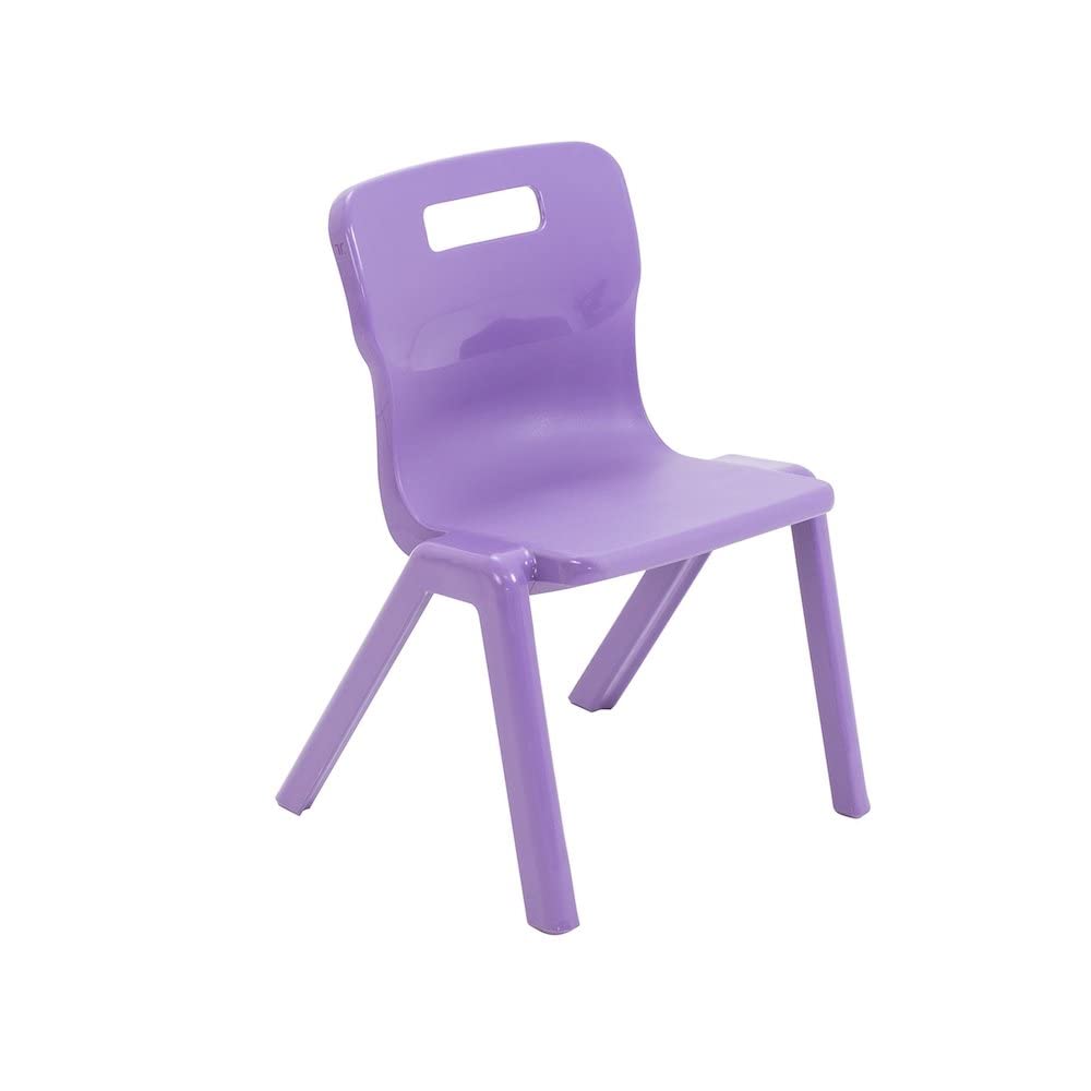 Titan One Piece Classroom Chair, Plastic, Purple, Size 2 for Ages 3-5 Years, Pack of 6