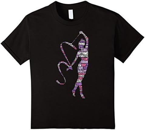 Kids Rhythmic Gymnastics Shirt: Word Cloud Art Vocabulary T-Shirt 4 Black