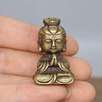 XDH-RTS Mini Guanyin Sculpture Bodhisattva Kuan Yin Small Statue Vintage Retro Pendant Good Fortune Gift