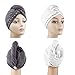 Microfiber Hair Drying Towels, Fast Drying Hair Cap, Long Hair Wrap,Absorbent Twist Turban, White, Dark Gray (2 pack) ¡­