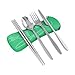 4 Piece Stainless Steel (Knife, Fork, Spoon, Chopsticks) Lightweight, Travel / Camping Cutlery Set with Neoprene Case