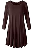 LARACE Women’s 3/4 Sleeve Casual Swing T-Shirt Dresses(3X, Coffee)