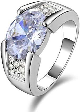 SUOHUAN 18K Gold Filled Gorgeous Huge CZ Classic Oval Cut Eternity Band Ring Wedding Band Rings Give Him and Her Gift Size 7 to 13