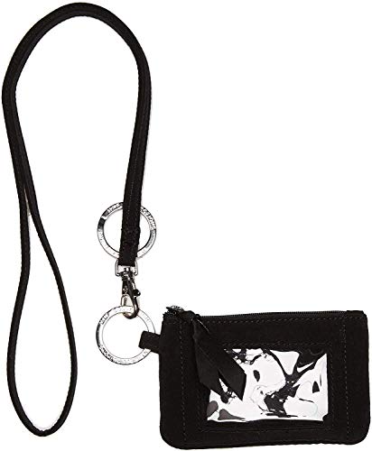 Zip ID Case with Lanyard, ID Case Wallet with Lanyard, Badge ID Holder and Lanyard, Lanyards with Wallet (Black)