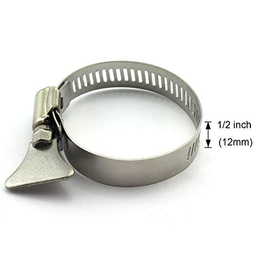 Hj Garden 12pcs 27 51mm 304 Stainless Steel Butterfly Hose Clamp Adjustable Turn Key Worm Drive Tube Fastener Fuel Line Hoop Pipe Worm Clip 1 116 To