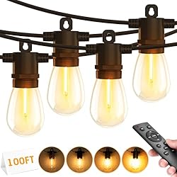 Outdoor String Lights with Remote - Dimmable 100FT