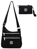 STUOYE Nylon Crossbody Bag for Women with Purse Bag Travel Shoulder handbags Black