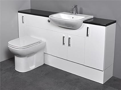 Gloss White Fitted Bathroom Furniture 1600mm With Basin Sink And
