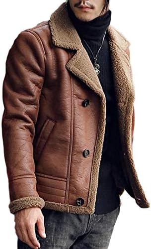 pipigo Men's Sherpa Lined Moto Biker Faux Suede Winter Quilted Jacket Coat Outerwear