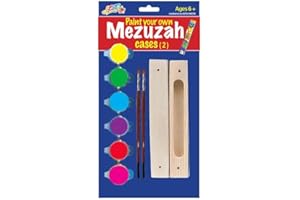 MUNDO JUDAICO Paint Your own Mezuzah Case (2 Cases + 2 Brushes + 6 Colors)