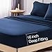 LIANLAM Queen Bed Sheets Set - Super Soft Brushed Microfiber 1800 Thread Count - Breathable Luxury Egyptian Sheets 16-Inch Deep Pocket - Wrinkle and Hypoallergenic-4 Piece(Navy Blue,Queen)