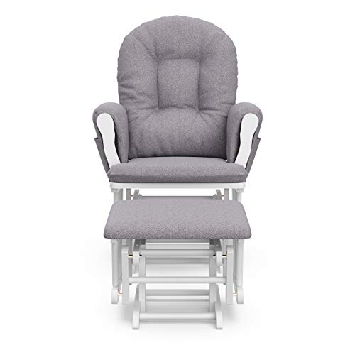 Storkcraft Premium Hoop Glider and Ottoman (White Base, Gray Swirl