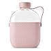 Hip 22-oz Flat Water Bottle Flask with Textured Silicone Sleeve and Carrying Handle - Tritan BPA-Free Plastic (Blush)