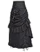 Belle Poque Steampunk Victorian Punk Ruffled Skirt Asymmetric Skirt Black M