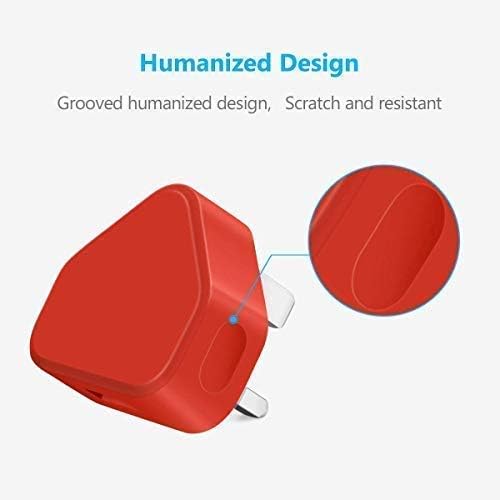 Themax® 1000mAh USB UK 3 Pin Plug Travel Charger Adapter CE Approved Compatible iPhone iPad All Models Samsung Galaxy HTC LG Sony Huawei Motorolla Etc (Red) - Image 4