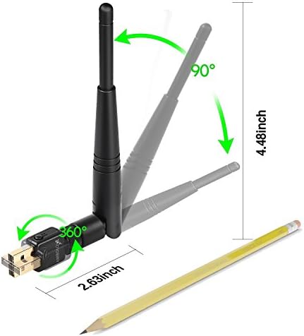 ANEWKODI AC600Mbps Wireless Wifi Dongle Dual Band(2.4G/150Mbps+5G/433Mbps) 802.11N/G/B Antenna Network Lan Card for PC Desktop Laptop Support Windows 10/8.1/8/7/XP/Vista/Mac OS