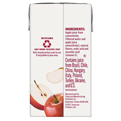 TROPICANA 100% JUICE BOX, APPLE JUICE, 4.23OZ (PACK OF 44) – REAL FRUIT JUICES, VITAMIN C RICH, NO ADDED SUGARS, NO ARTIFICIAL FLAVORS
