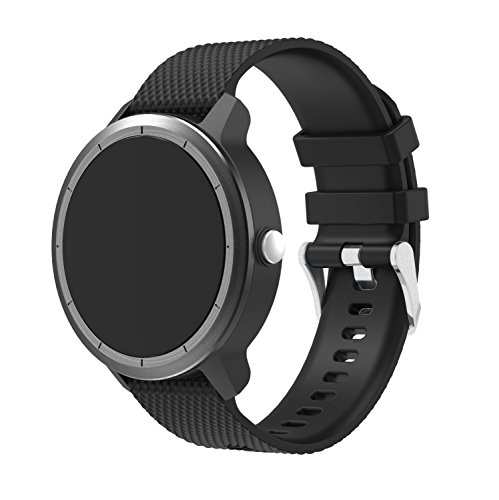 MoreToys Silicone Watch Band Replacement Wristband Strap for Garmin Vivoactive 3, Smasung Gear S2 Classic, Moto 360 2nd Gen 42mm, Garmin Vivomove HR, Huawei Watch 2 Smart Watch (Black) - Thumbnail 4