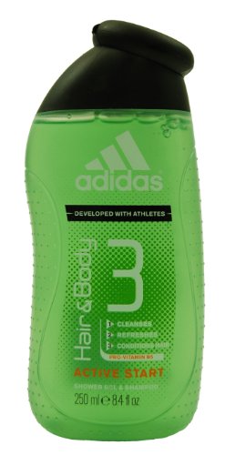 Adidas Hair & Body 3 Active Start Shower Gel & Shampoo 250ml/8.4oz by Coty BEAUTY