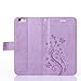Urvoix for iPhone 6 Plus/iPhone 6S Plus Case, Card Holder Stand Smooth Hand Feel PU Leather Wallet Case - Embossed Flower Butterfly Flip Cover for 5.5