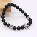 POSHFEEL 8mm Black Onyx Stone Micro Pave CZ Zirconia King Crown Charm Stretch Bracelet for Men, 7.5