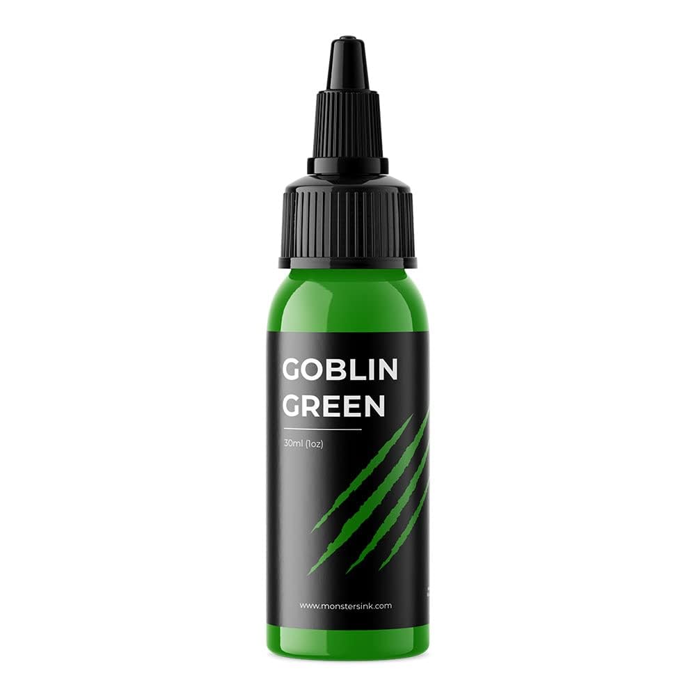 Goblin Green Tattoo Ink 30ml, a Bright Lime Green Tattoo Ink — image 1