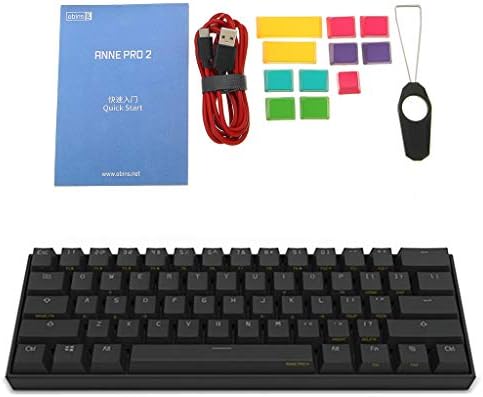 GMSP Anne Pro 2 60% NKRO Bluetooth RGB 61 Keys Mechanical Gaming Keyboard,Cherry/Gateron Switch,4.0 Type-C (gateron Brown axis, Black)