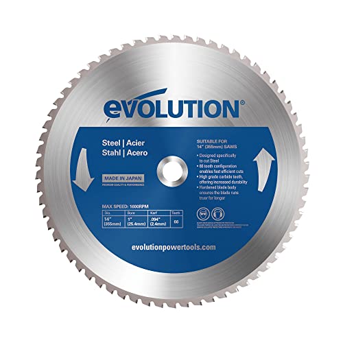 Evolution Power Tools Sägeblatt 355mm zum Schneiden von Baustahl, für Kreissäge und Kappsäge | TCT Metallkreissägeblatt / Metallsägeblatt / Zaagblad z