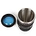 Mango Spot Best Camera Lens Thermos Stainless Steel Cup/ Mug for Coffee or Tea, Black with Clear Glass Lid