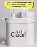 Flush n' Clean Toilet Bowl Cleaner Uses Standard Bromine Tablets - No Special Cartridges - Tablets Included - Fast Easy Installation