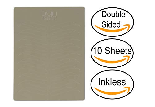 Premium Microblading Practice Skin For Cosmetic Tattooing | Realistic Double-Sided Beauty Tattoo Practicing Skins | Special Eyebrow Designs For Microstroking (White - 10)