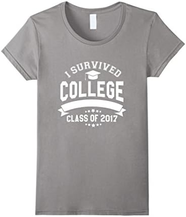 Women's I Survived College Class Of 2017 Graduation Gift T-Shirt Medium Slate